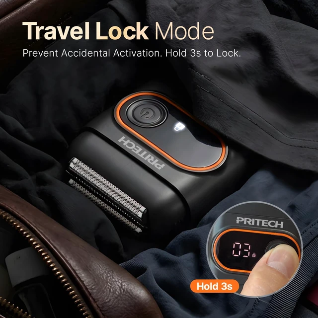 Alt view image 5 of 7 - Mini Foil Shaver for Men, Electric Razor for Daily Stubble, USB-C | 3D Floating Foil, 100-Min Cordless Runtime, IPX6 Water-Resistant, LED Display, Magnetic Cap, Travel Lock, Office/Gym/Travel