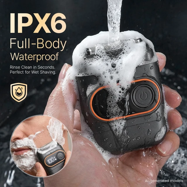 Alt view image 4 of 7 - Mini Foil Shaver for Men, Electric Razor for Daily Stubble, USB-C | 3D Floating Foil, 100-Min Cordless Runtime, IPX6 Water-Resistant, LED Display, Magnetic Cap, Travel Lock, Office/Gym/Travel