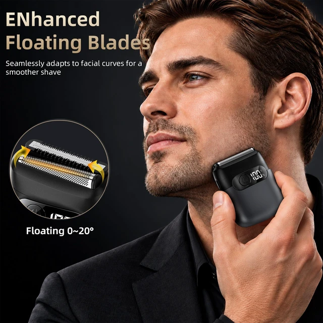 Alt view image 2 of 7 - Electric Razor for Men, Foil Shaver and Beard Trimmer -Graphite Black | Dry & Wet, LED Battery Display, USB-C Fast Charging, IPX7 Waterproof Portable Travel Shaver