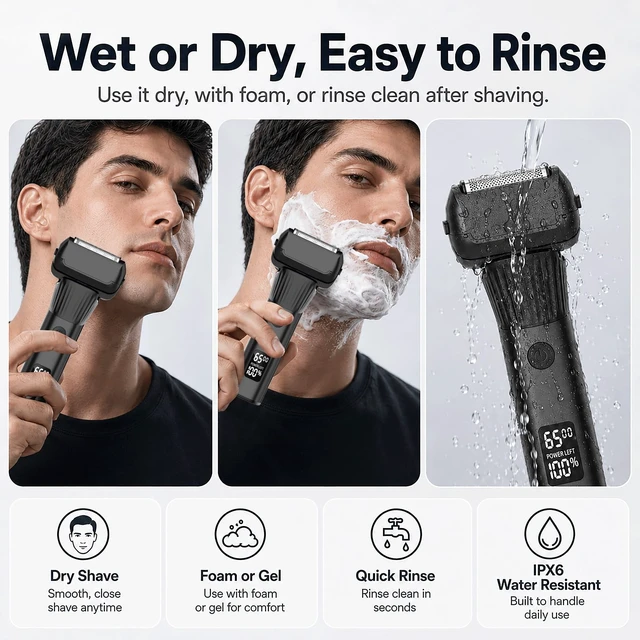 Alt view image 5 of 7 - Electric Razor for Men, 5-Blade Foil Shaver, Wet Dry, USB-C, 2-Speed | 5-Blade Foil Shaver for Face with 2 Speeds, Wet Dry Use, USB-C Charging, LED Display, Pop-up Trimmer, Up to 100-Min Runtime