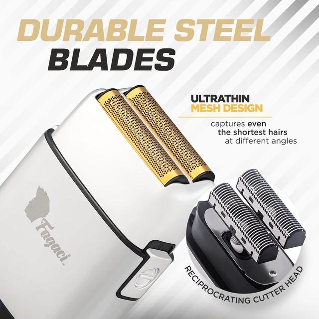 Alt view image 4 of 7 - Foil Shaver for Men, 5 Speed Cordless Barber Ultra Close Foil Razor | Silver double-foil shaver with 5 speed settings for a close, irritation-free shave on face and neck. LCD display, cordless.