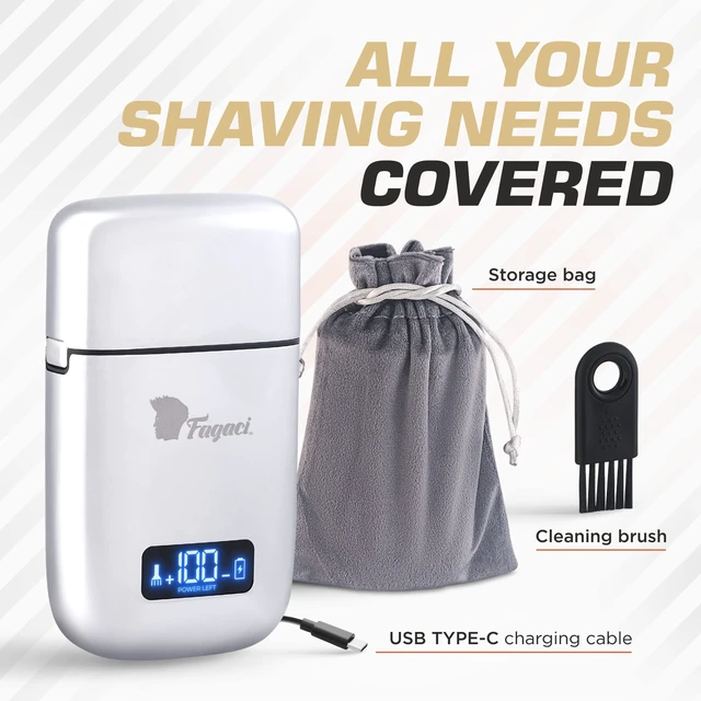 Alt view image 7 of 7 - Foil Shaver for Men, 5 Speed Cordless Barber Ultra Close Foil Razor | Silver double-foil shaver with 5 speed settings for a close, irritation-free shave on face and neck. LCD display, cordless.