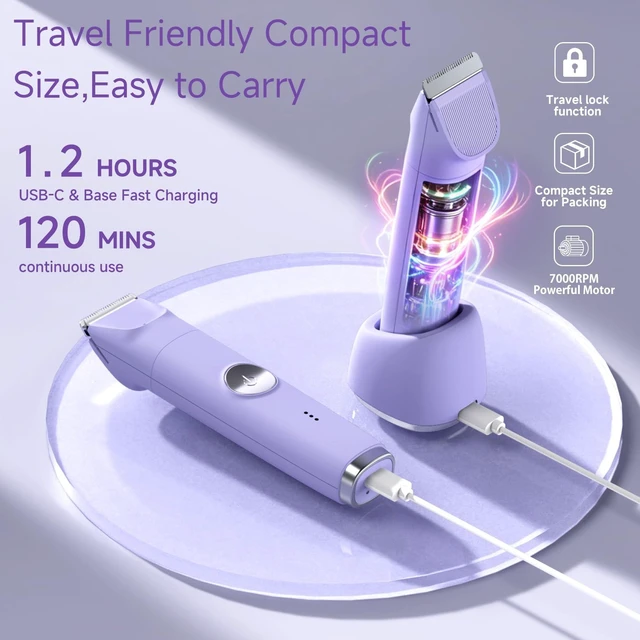 Alt view image 4 of 7 - 3-in-1 Bikini Shaver for Women: Waterproof Electric Razors, Gift | Cordless Lady Intimate Trimmer with Hygiene Ceramic Blade for Bikini Line, Face, Pubic Hair, Legs & Underarms, Wet & Dry Use