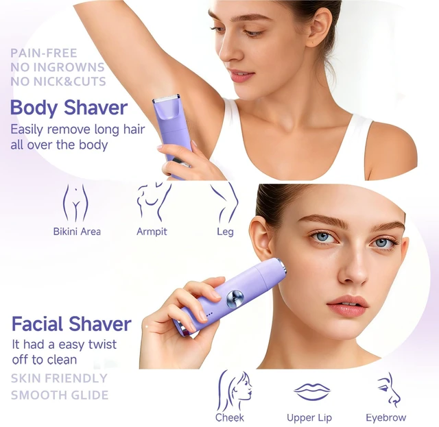 Alt view image 5 of 7 - 3-in-1 Bikini Shaver for Women: Waterproof Electric Razors, Gift | Cordless Lady Intimate Trimmer with Hygiene Ceramic Blade for Bikini Line, Face, Pubic Hair, Legs & Underarms, Wet & Dry Use