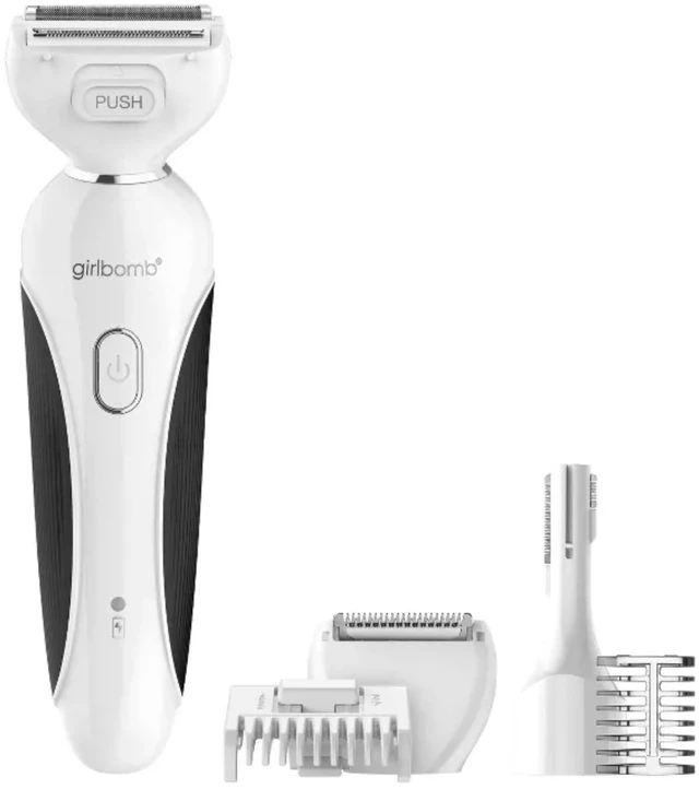 Main image of Girlbomb Body & Face Shaver for Women, Cordless, 75-Minute Runtime | Dual-blade design for body and facial hair removal for women, complete with a dual-blade trimmer and guide comb