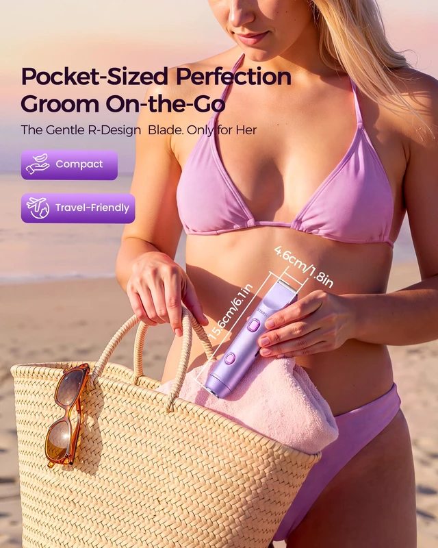 Alt view image 7 of 7 - Bikini Trimmer for Women, 2-in-1 Dual Head Electric Razors & Shaver, Gifts IPX7 Waterproof Womens Electric Shaver,USB-C Rechargeable,Dual Ceramic Blades,Face Shaver & Body Hair Trimmer for Bikini Line