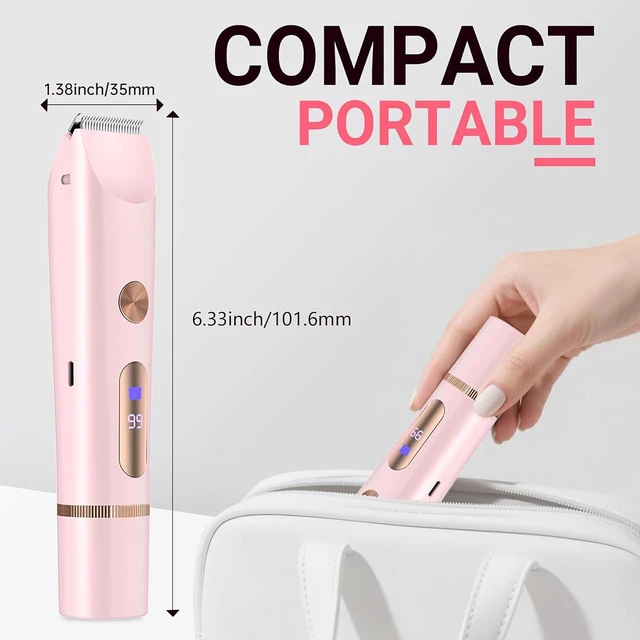 Alt view image 5 of 7 - 2-in-1 Trimmer for Women, Electric Body Hair Trimmer & Facial Razor, IPX7 Waterproof Wet & Dry Shaver with LED Display, Rechargeable Pubic Hair Trimmer for Bikini, Legs, Underarms & Face