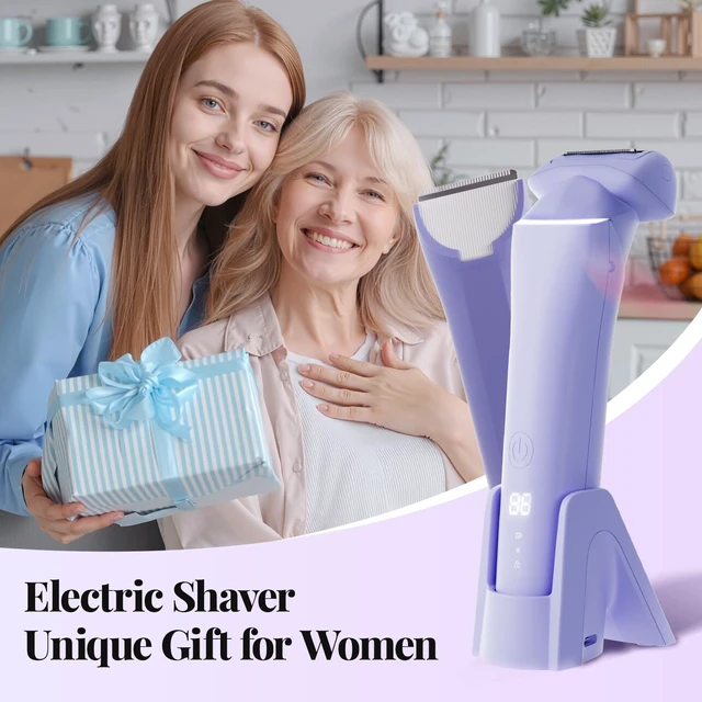 Alt view image 4 of 7 - Electric Razor for Women, Painless Bikini Trimmer, IPX6 | 2-in-1 heads, IPX6 wet/dry, LED display, painless, for bikini and body, travel lock, easy clean