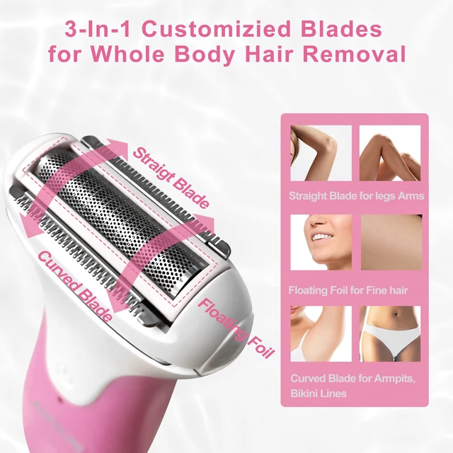Alt view image 4 of 7 - Women's Electric Razor | Wet & Dry Shaver for Legs,Bikini,Underarms with Bikini Trimmer & Hypoallergenic Foil for Sensitive Skin,rose/uh6v