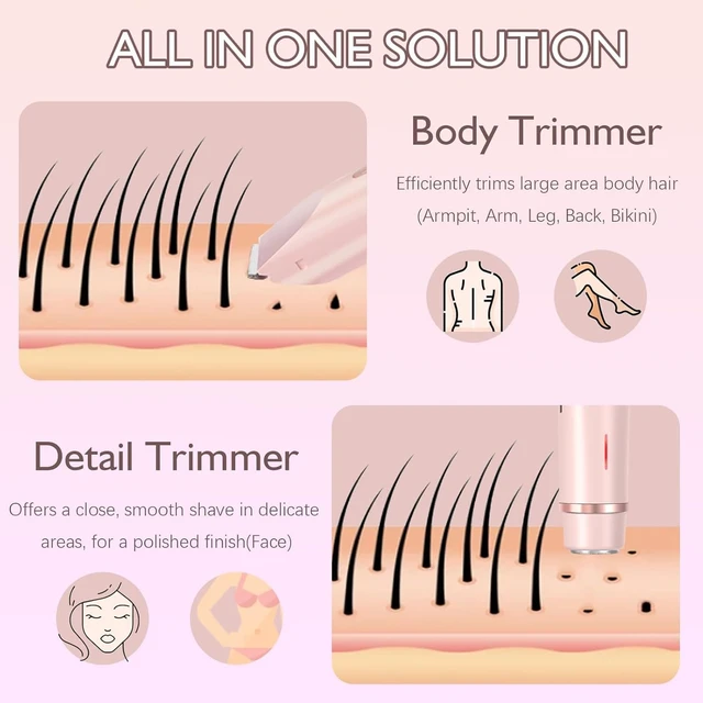 Alt view image 3 of 7 - Valentines Day Gifts for Her 2 in 1 Electric Glow Shaver, Portable Bikini Trimmer for Women, Dual Head Rechargeable Electric Razor, IPX7 Waterproof Wet & Dry Use Legs Body Pubic Hair Trimmer for Men