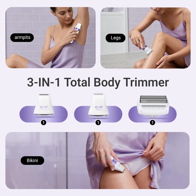 Alt view image 5 of 7 - Bikini Trimmer for Women, IPX7 Waterproof Wet & Dry Electric Shaver for Legs, Underarms & Pubic Hair, Rechargeable Electric Razors for Women with 3 Trimmer Heads