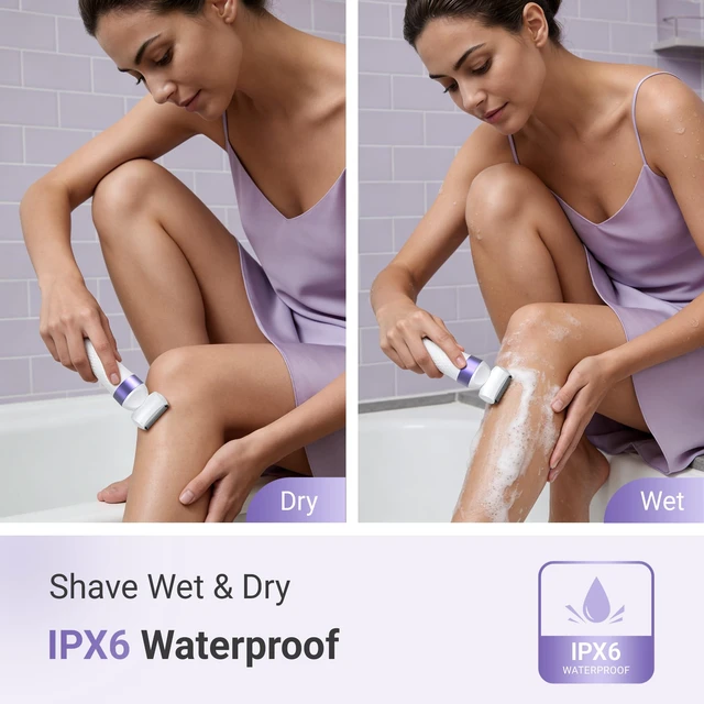 Alt view image 6 of 7 - Bikini Trimmer for Women, IPX7 Waterproof Wet & Dry Electric Shaver for Legs, Underarms & Pubic Hair, Rechargeable Electric Razors for Women with 3 Trimmer Heads