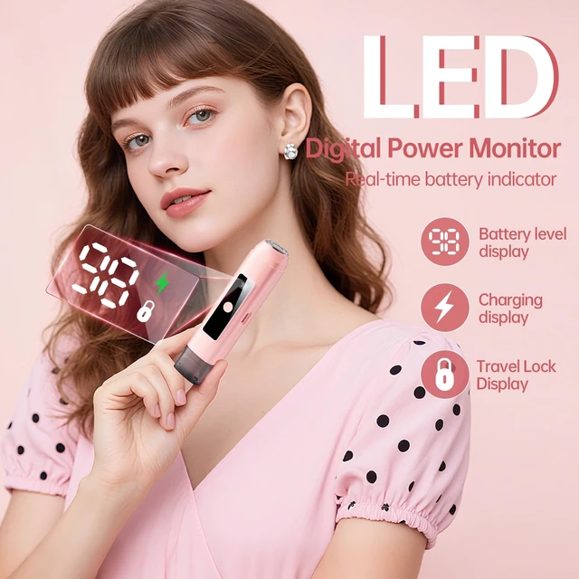 Alt view image 3 of 7 - Bikini Trimmer for Women: 2-in-1 Electric Shaver with Digital Display | IPX7 Waterproof & Easy Cleaning& Travel Lock - Dual Head Trimmer for Underarms, Legs, Face (Pink)