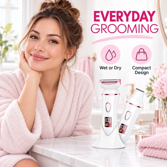 Alt view image 3 of 7 - Bikini Trimmer for Women, Electric Razor for Women with Replaceable Trimming Head, IPX7 Waterproof Wet & Dry Electric Shaver, USB Rechargeable Body Hair Trimmer for Bikini, Face, Legs & Underarms