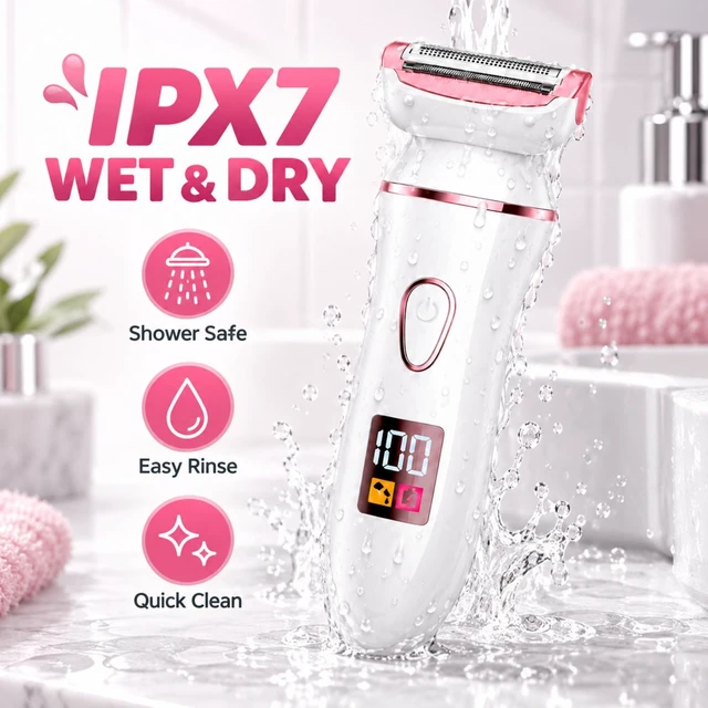 Alt view image 4 of 7 - Bikini Trimmer for Women, Electric Razor for Women with Replaceable Trimming Head, IPX7 Waterproof Wet & Dry Electric Shaver, USB Rechargeable Body Hair Trimmer for Bikini, Face, Legs & Underarms