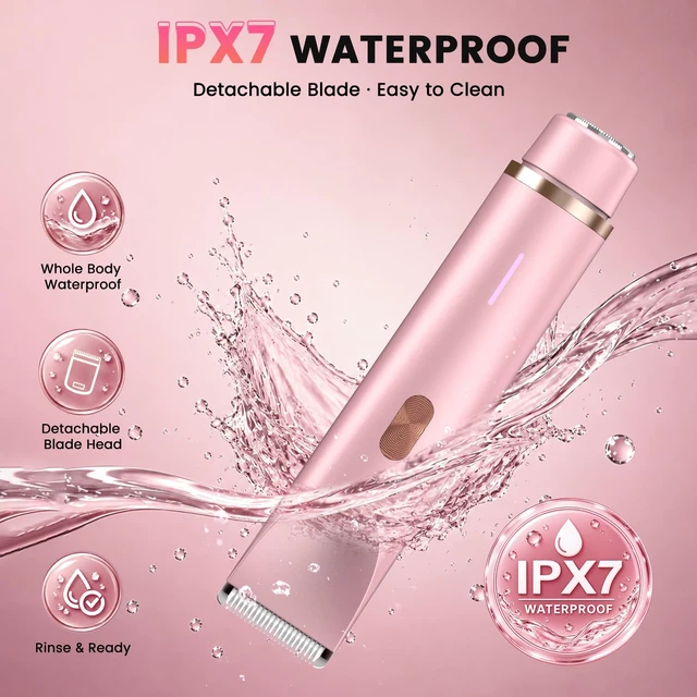 Alt view image 4 of 7 - Bikini Trimmer for Women, 2-in-1 Electric Razor & Bikini Shaver with Dual Ceramic Blades, Electric Shaver for Facial Hair Removal, IPX7 Waterproof Rechargeable Body Hair Razor for Sensitive Skin