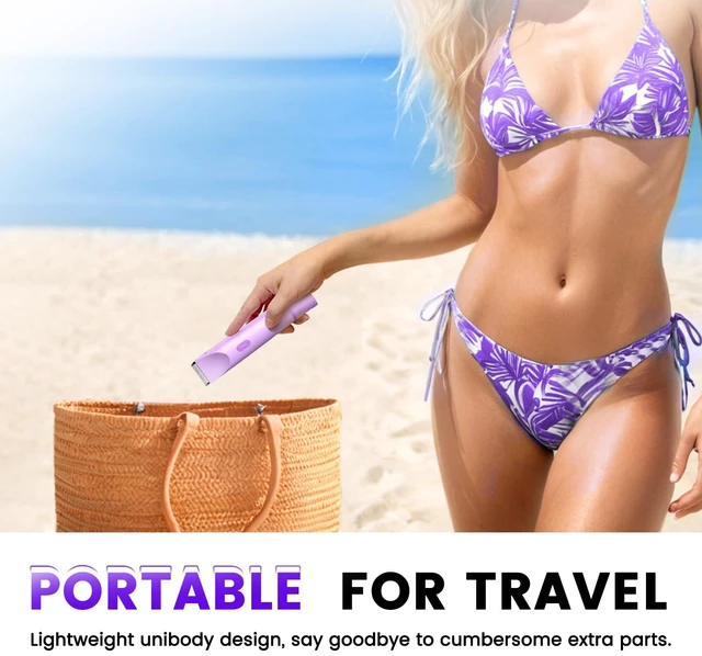 Alt view image 6 of 7 - Bikini Trimmer for Women, 2-in-1 Electric Razor & Bikini Shaver with Dual Ceramic Blades, Electric Shaver for Facial Hair Removal, IPX7 Waterproof Rechargeable Body Hair Razor for Sensitive Skin