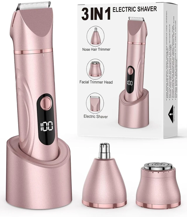 Main image of 3-in-1 Bikini Trimmer for Women, Facial Hair Remover, Nose Hair Trimmer | Painless Hair Removal Waterproof Shaver Razor Face Shaver and Body Hair Trimmer for Bikini Line Pubic Hair Legs Underarms