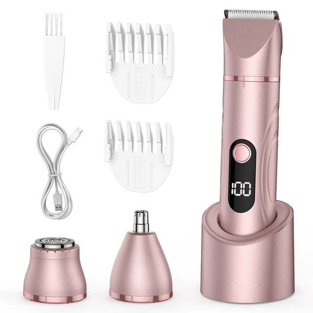 Alt view image 2 of 7 - 3-in-1 Bikini Trimmer for Women, Facial Hair Remover, Nose Hair Trimmer | Painless Hair Removal Waterproof Shaver Razor Face Shaver and Body Hair Trimmer for Bikini Line Pubic Hair Legs Underarms