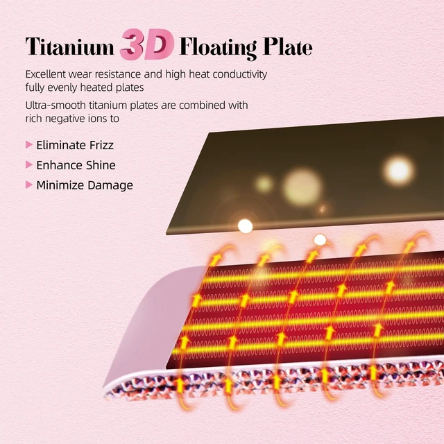 Alt view image 5 of 7 - Crystal Diamond Professional Hair Straightener, 2 Inch Titanium Flat Iron Bling Rhinestone Straightening Iron Curling 2 in 1, Salon High Heat 480 °F, Instant Heat Up, Dual Voltage, Rose Pink