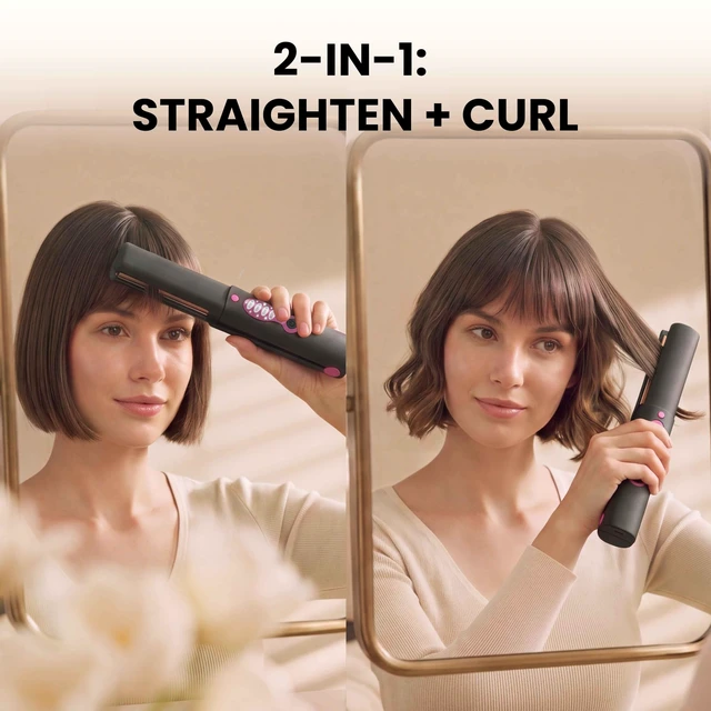 Alt view image 3 of 7 - Cordless Hair Straightener, Titanium Mini Flat Iron for Short Hair & Pixie Cuts, Travel-Ready Portable Styling Tool with 60s Fast Heat, USB-C Rechargeable (Decent Black)