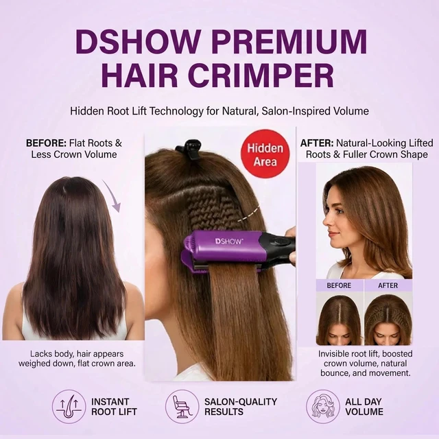 Alt view image 3 of 7 - 4-in-1 Hair Crimper for Women Crimping Iron for Hair with 8/6/4 Tooth Flat Interchangeable Plates, Titanium Ceramic Coated Tool for Root Lift, 80s Zigzag Texture, 5 Heat 140-220, Dual Voltage
