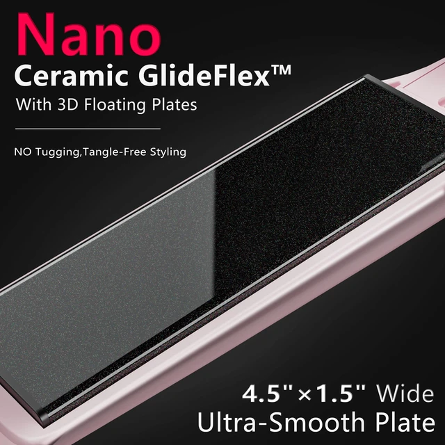 Alt view image 4 of 7 - 1 1/2 Inch Wide Plate Hair Straightener for Thick Hair, Ceramic Flat Iron for Faster Styling & Curling, Floating Plates for Smooth Frizz-Free Results, 15s Heat Up, Dual Voltage (Pink)
