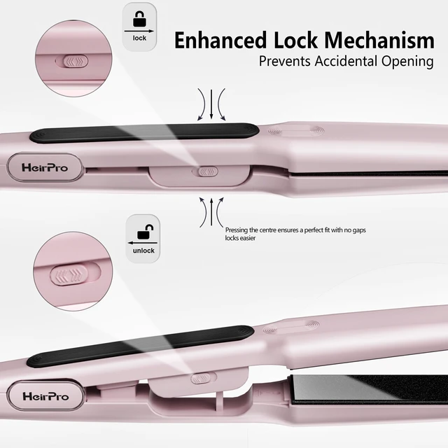 Alt view image 7 of 7 - 1 1/2 Inch Wide Plate Hair Straightener for Thick Hair, Ceramic Flat Iron for Faster Styling & Curling, Floating Plates for Smooth Frizz-Free Results, 15s Heat Up, Dual Voltage (Pink)