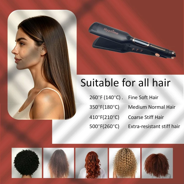 Alt view image 3 of 7 - 2 Inch Titanium Ceramic Flat Iron, LCD Temp Control 150-500°F, Fast Heating Dual Voltage Hair Straightener for Women, Thick Coarse Curly Hair Anti-Frizz Salon Styling Tool