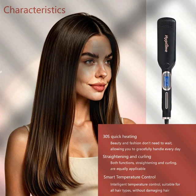 Alt view image 4 of 7 - 2 Inch Titanium Ceramic Flat Iron, LCD Temp Control 150-500°F, Fast Heating Dual Voltage Hair Straightener for Women, Thick Coarse Curly Hair Anti-Frizz Salon Styling Tool