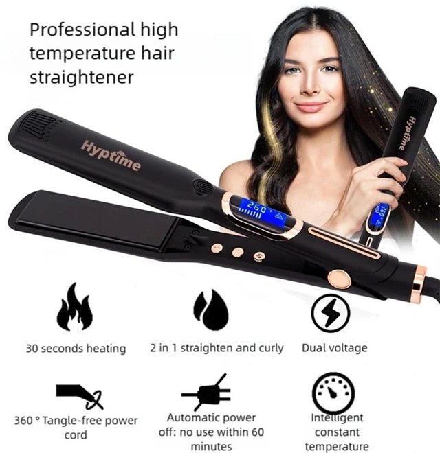 Alt view image 6 of 7 - 2 Inch Titanium Ceramic Flat Iron, LCD Temp Control 150-500°F, Fast Heating Dual Voltage Hair Straightener for Women, Thick Coarse Curly Hair Anti-Frizz Salon Styling Tool