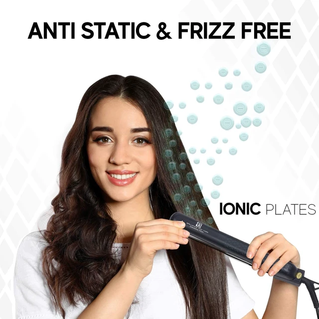 Alt view image 3 of 6 - 1.25 Inch Diamond Ceramic Flat Iron Hair Straightener, Professional Straightener Flat Iron with Anti-Static Ionic Plates