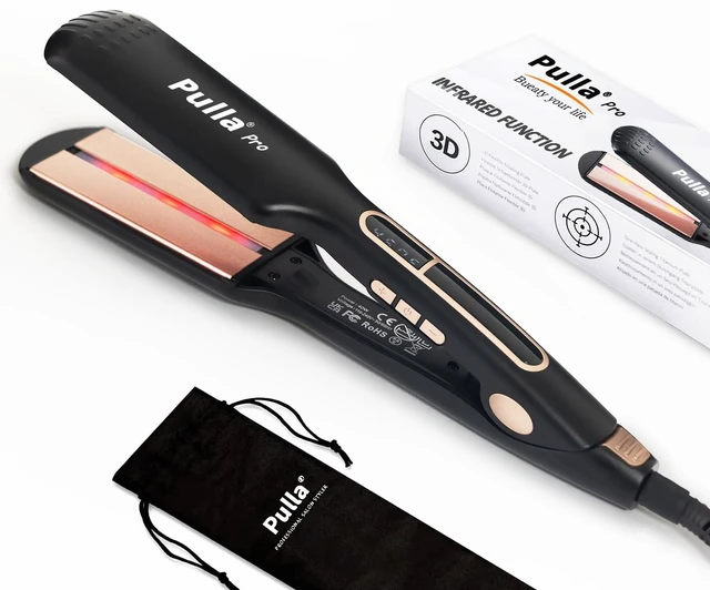 Main image of Hair Straightener, 2 inch Wide Ceramic Flat Iron with Infrared Tech | 25s Fast Heat | Dual Voltage for Travel | 230450°F Temp Control | Infrared Tech: Tame Frizz & Shine for All Hair Types