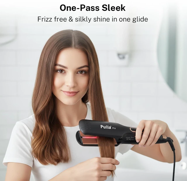 Alt view image 2 of 7 - Hair Straightener, 2 inch Wide Ceramic Flat Iron with Infrared Tech | 25s Fast Heat | Dual Voltage for Travel | 230450°F Temp Control | Infrared Tech: Tame Frizz & Shine for All Hair Types