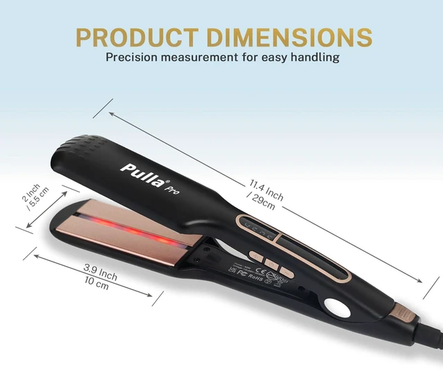 Alt view image 7 of 7 - Hair Straightener, 2 inch Wide Ceramic Flat Iron with Infrared Tech | 25s Fast Heat | Dual Voltage for Travel | 230450°F Temp Control | Infrared Tech: Tame Frizz & Shine for All Hair Types