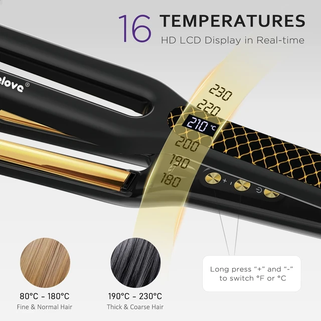 Alt view image 4 of 7 - Hair Straightener, 0.5Titanium Flat Iron-2x Higher Efficiency, Straightener Flat Iron with Heat Resistant Silicone Mat, 10 Million Negative lons Hair Care, Dual Voltage & LCD Display