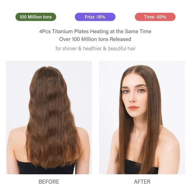 Alt view image 7 of 7 - Hair Straightener, 0.5Titanium Flat Iron-2x Higher Efficiency, Straightener Flat Iron with Heat Resistant Silicone Mat, 10 Million Negative lons Hair Care, Dual Voltage & LCD Display