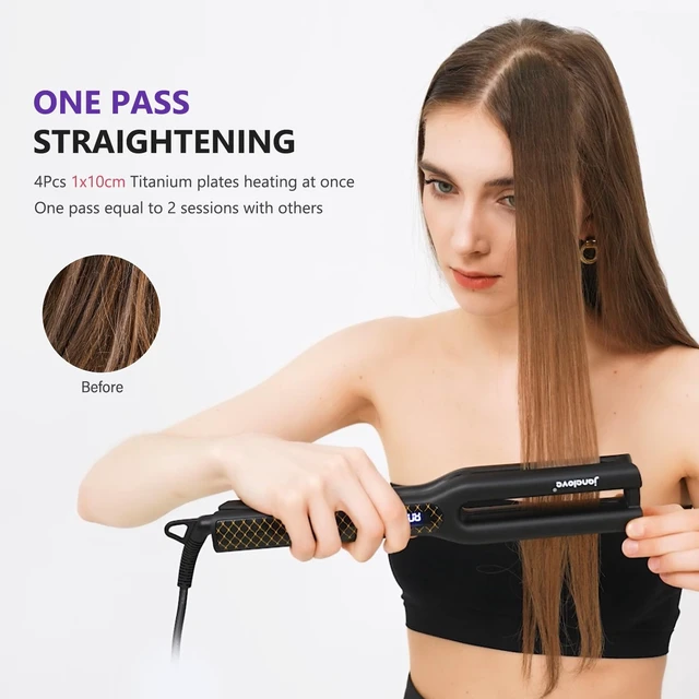 Alt view image 6 of 7 - Hair Straightener, 0.5Titanium Flat Iron-2x Higher Efficiency, Straightener Flat Iron with Heat Resistant Silicone Mat, 10 Million Negative lons Hair Care, Dual Voltage & LCD Display