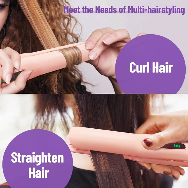 Alt view image 3 of 7 - Cordless Hair Straightener, Titanium Portable Straightener for Travel, Dual Voltage Cordless Flat Iron Hair Straightener 2 in 1 with Comb & Clip for Women, Heat-up in Seconds, USB-C Fast Charge