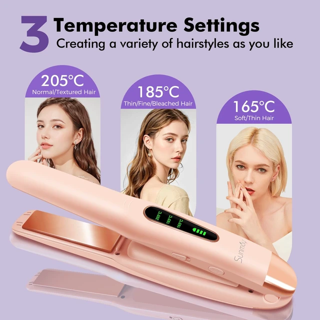 Alt view image 4 of 7 - Cordless Hair Straightener, Titanium Portable Straightener for Travel, Dual Voltage Cordless Flat Iron Hair Straightener 2 in 1 with Comb & Clip for Women, Heat-up in Seconds, USB-C Fast Charge