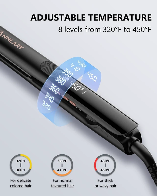 Alt view image 3 of 7 - Hair Straightener 1 Inch Flat Iron and Curler 2 in 1 Titanium Ceramic Ionic Dual Voltage Straightener with Heat-Resistant Silicone, for Less Frizz, Shinier & Smoother