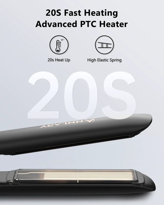 Alt view image 5 of 7 - Hair Straightener 1 Inch Flat Iron and Curler 2 in 1 Titanium Ceramic Ionic Dual Voltage Straightener with Heat-Resistant Silicone, for Less Frizz, Shinier & Smoother