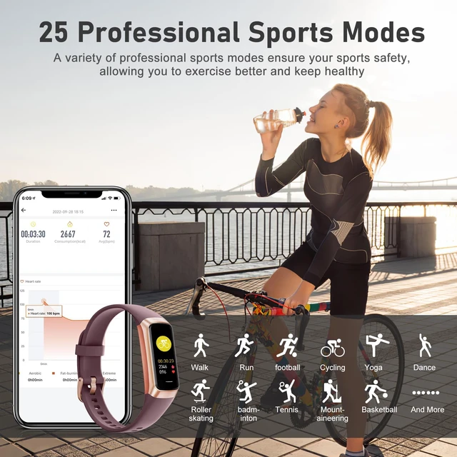 Alt view image 2 of 5 - Fitness Tracker with Step Counter/Calories/Stopwatch, Activity Tracker, Health Tracker with Heart Rate Monitor, Sleep Tracker,1.10''AMOLED Touch Color Screen, Pedometer Watch for Women Men