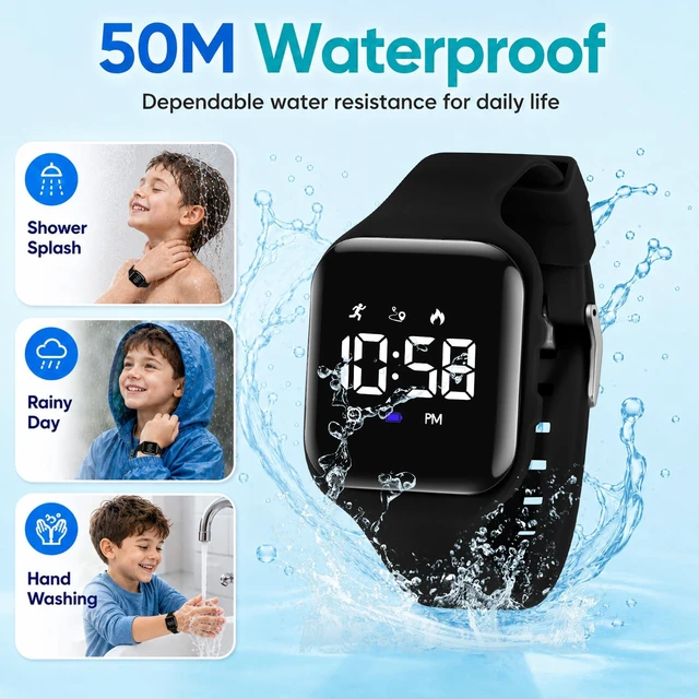 Alt view image 4 of 7 - Kids Watches for Girls Boys Digital Sport Watch with Step Counter Pedometer Vibration Alarm Clock, No App Waterproof Fitness Tracker Kids Watch Boys Girls Teens Students Ages 5-16