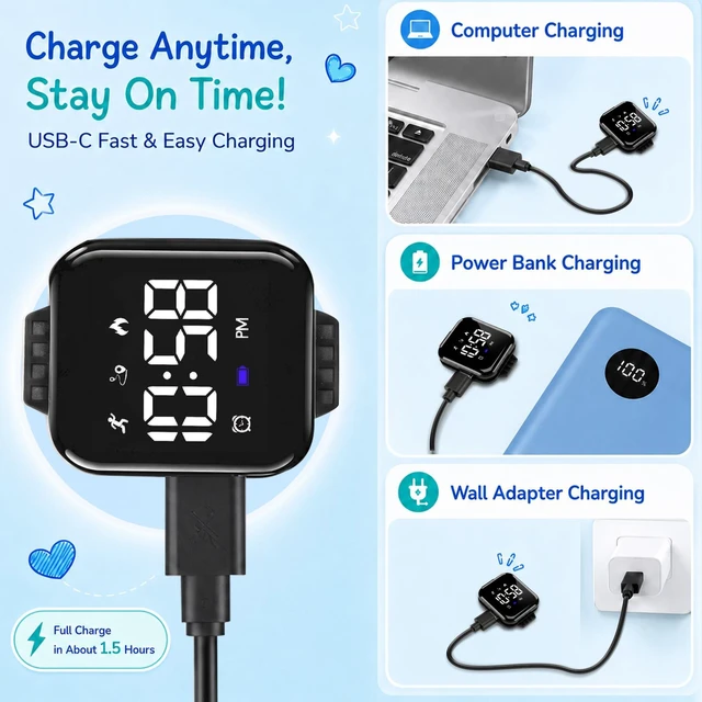 Alt view image 5 of 7 - Kids Watches for Girls Boys Digital Sport Watch with Step Counter Pedometer Vibration Alarm Clock, No App Waterproof Fitness Tracker Kids Watch Boys Girls Teens Students Ages 5-16