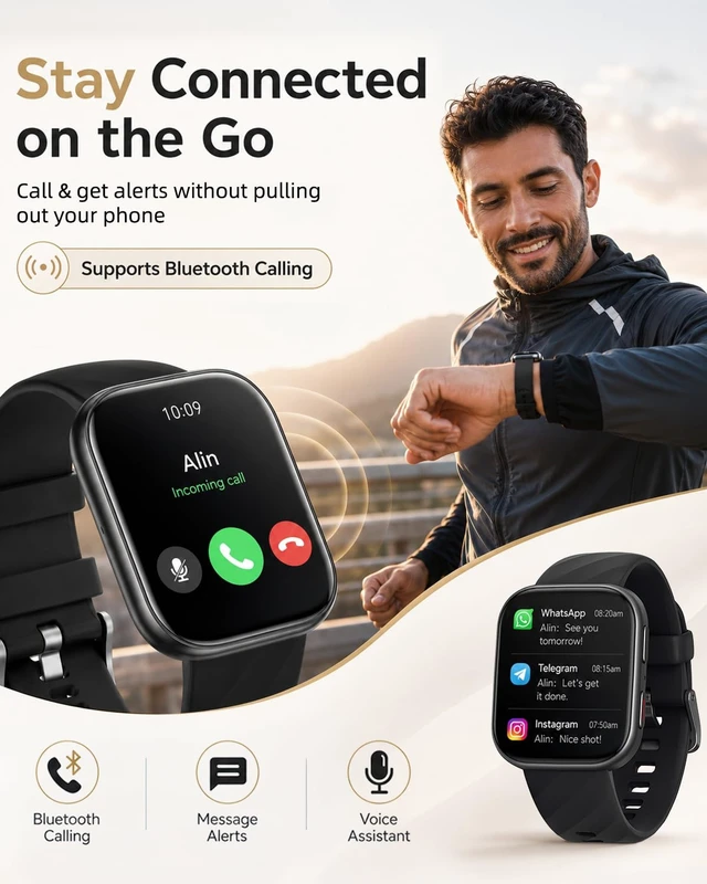 Alt view image 3 of 7 - Health Fitness Tracker Smart Watch with 24/7 Heart Rate Monitor | Step Counter, Blood Pressure Monitor, Blood Oxygen Monitor, Sleep Tracker, 120+ Sports Modes, Make/Answer Call, Waterproof