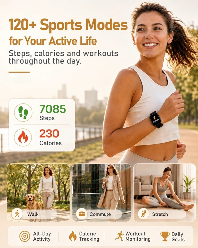 Alt view image 5 of 7 - Health Fitness Tracker Smart Watch with 24/7 Heart Rate Monitor | Step Counter, Blood Pressure Monitor, Blood Oxygen Monitor, Sleep Tracker, 120+ Sports Modes, Make/Answer Call, Waterproof