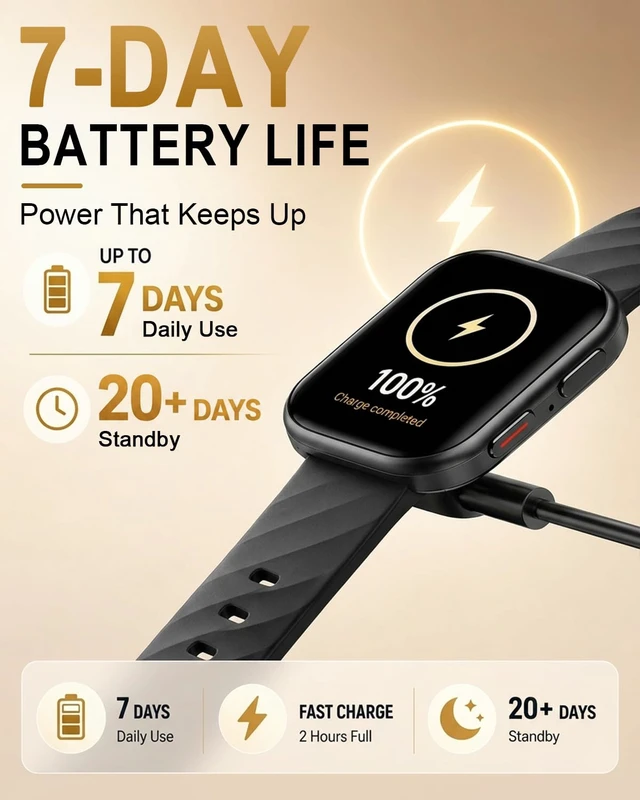 Alt view image 7 of 7 - Health Fitness Tracker Smart Watch with 24/7 Heart Rate Monitor | Step Counter, Blood Pressure Monitor, Blood Oxygen Monitor, Sleep Tracker, 120+ Sports Modes, Make/Answer Call, Waterproof