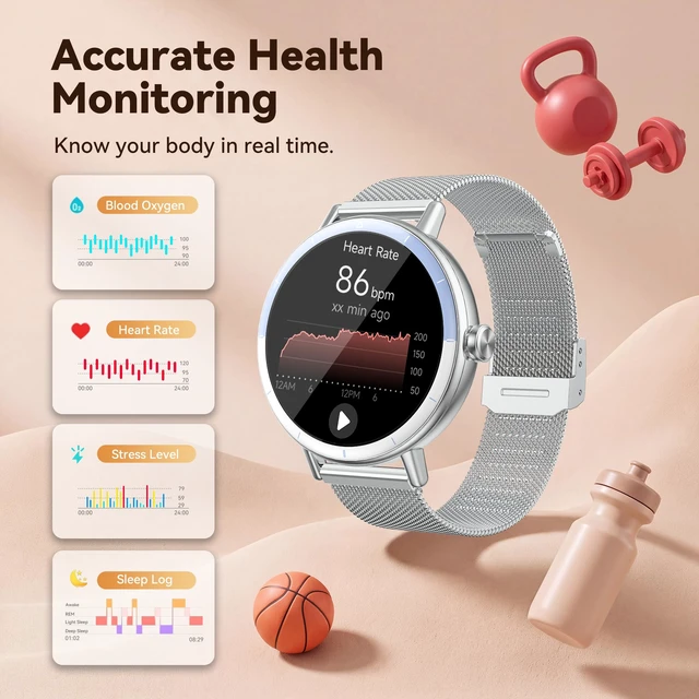 Alt view image 3 of 7 - Smart Watches for Women Android/iPhone, Fitness Tracker with Calling&Answer | IP68 Waterproof, 100+ Sport Modes, Step Counter, Sleep Tracker, AI Voice, Heart Rate & SpO2 Monitor, Two Changeable Bands