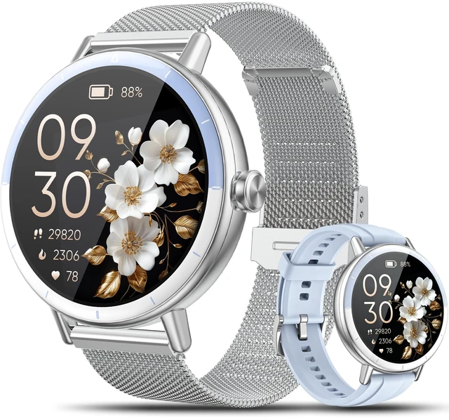 Main image of Smart Watches for Women Android/iPhone, Fitness Tracker with Calling&Answer | IP68 Waterproof, 100+ Sport Modes, Step Counter, Sleep Tracker, AI Voice, Heart Rate & SpO2 Monitor, Two Changeable Bands